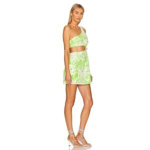 NWT For Love & Lemons Devon Green & White Tie Dye Mini Dress Size Medium
